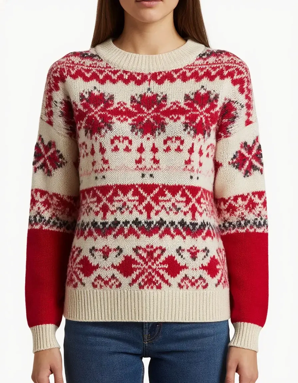 Джемпер женский original QOZA, белый/красный, р.xs-l