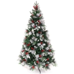 Елка «Грация» 180 см, ПВХ, леска, резина с белым напылением (шишки и ягоды), 842 ветки