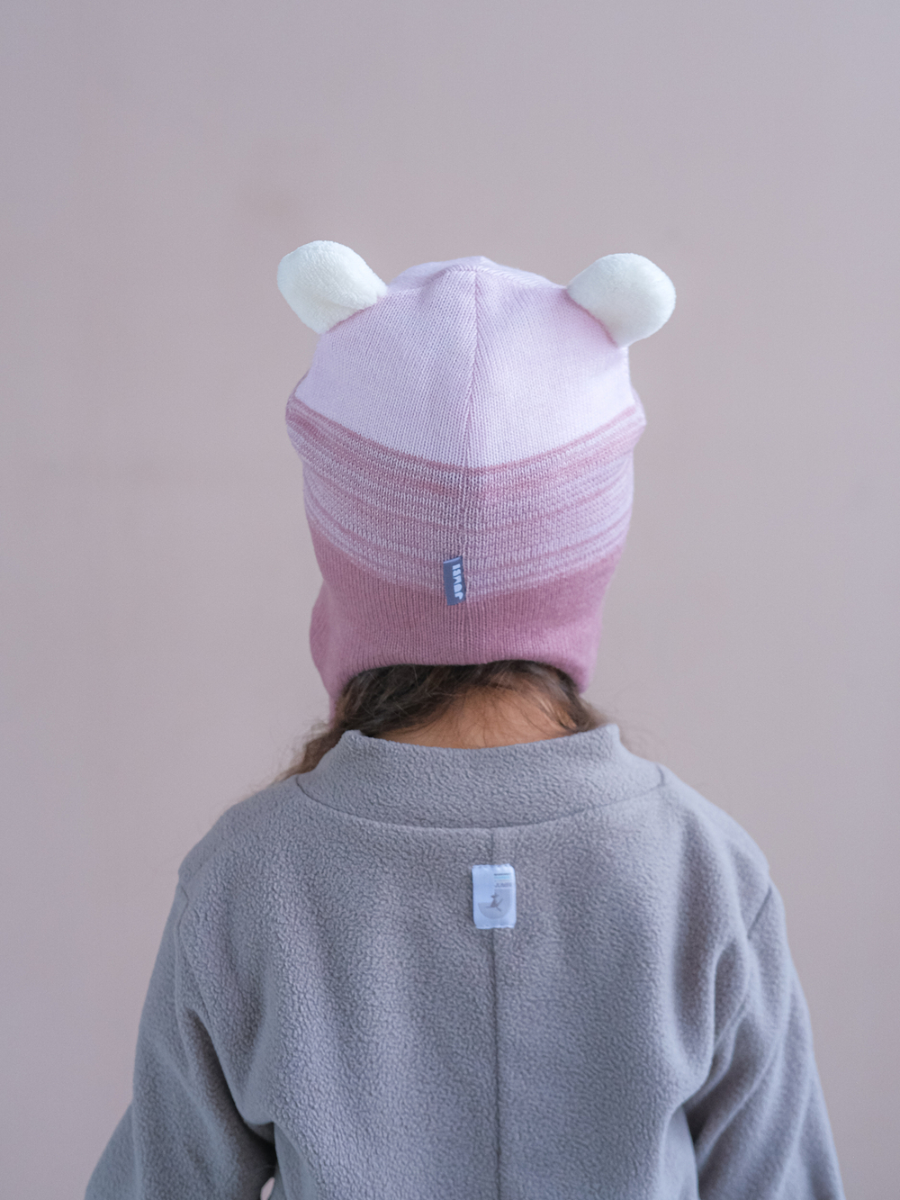 Шапка весенняя/осенняя вязаная ЛОРА (Пыльная роза меланж)