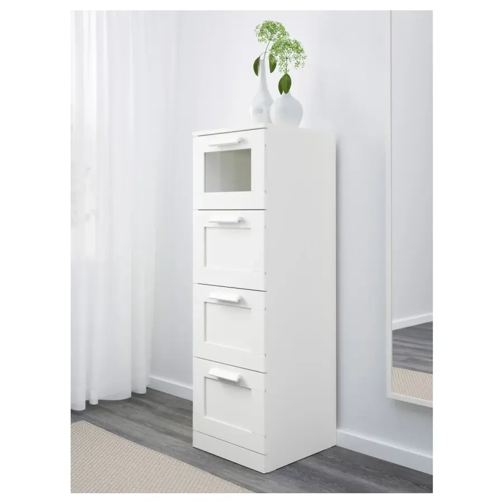 Комод с 4 ящиками - IKEA BRIMNES, 39х124 см, белый, БРИМНЭС/БРИМНЕС ИКЕА