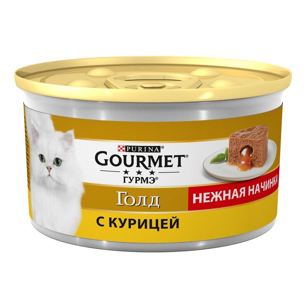 *Влажный корм Gourmet Голд Нежная начинка для кошек, с курицей, Банка 85г *Влажный корм Gourmet Голд Нежная начинка для кошек, с курицей, Банка 85г