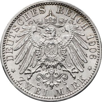 2 марки 1906 Германская империя «50 лет свадьбе Фридриха I и Луизы Прусской», Баден