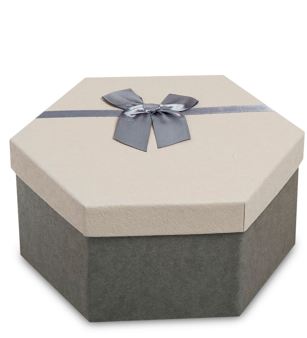 WG-26/3-B Коробка подарочная «Шестиугольник» цв.сер./беж.