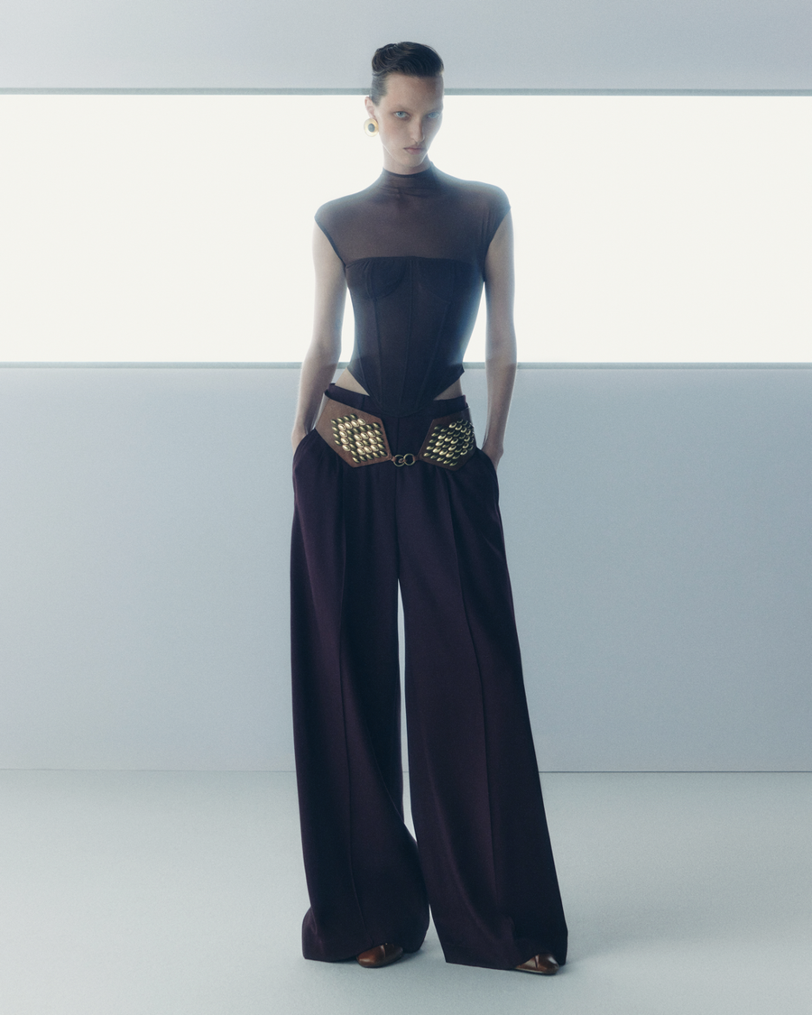 Коричневый корсет из сетки