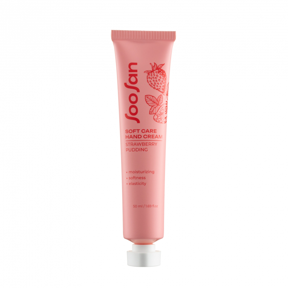 SOOSAN Soft Care Hand Cream Strawberries Pudding Увлажняющий крем для рук с ароматом клубники 50мл