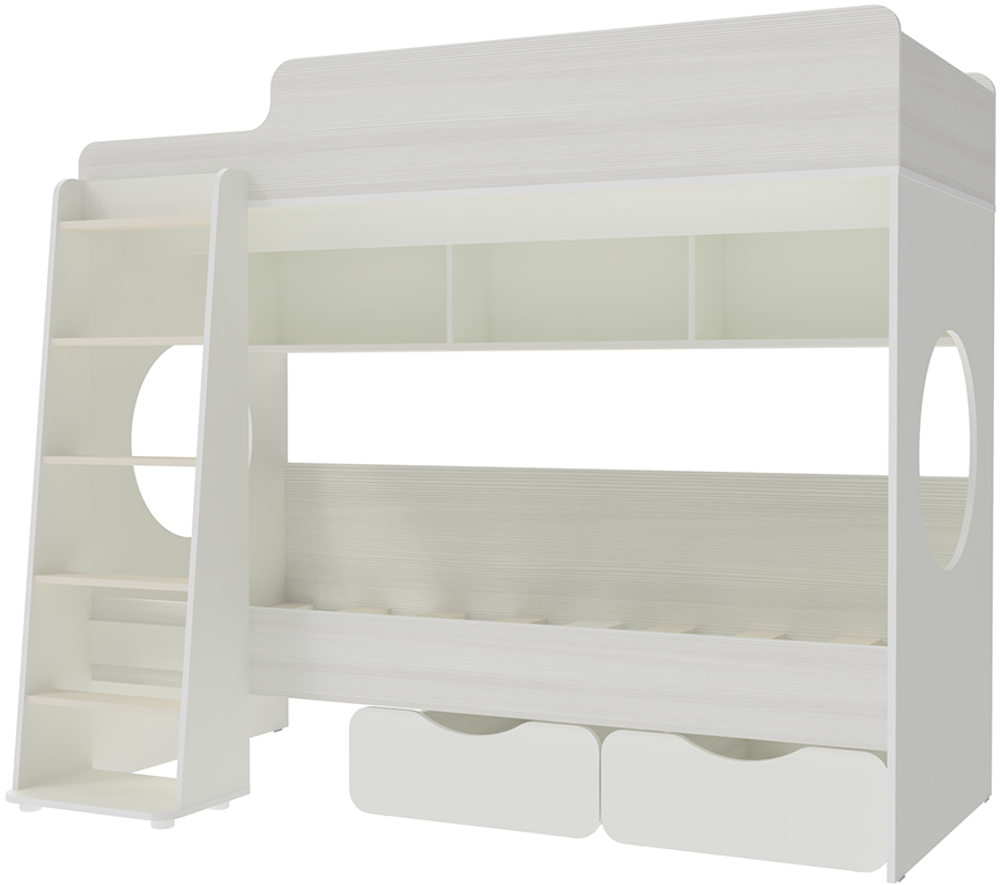 Двухъярусная кровать КарИВи Л-7.1 Белый  Белое Дерево