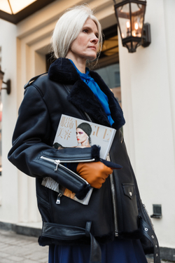 Дубленка синяя