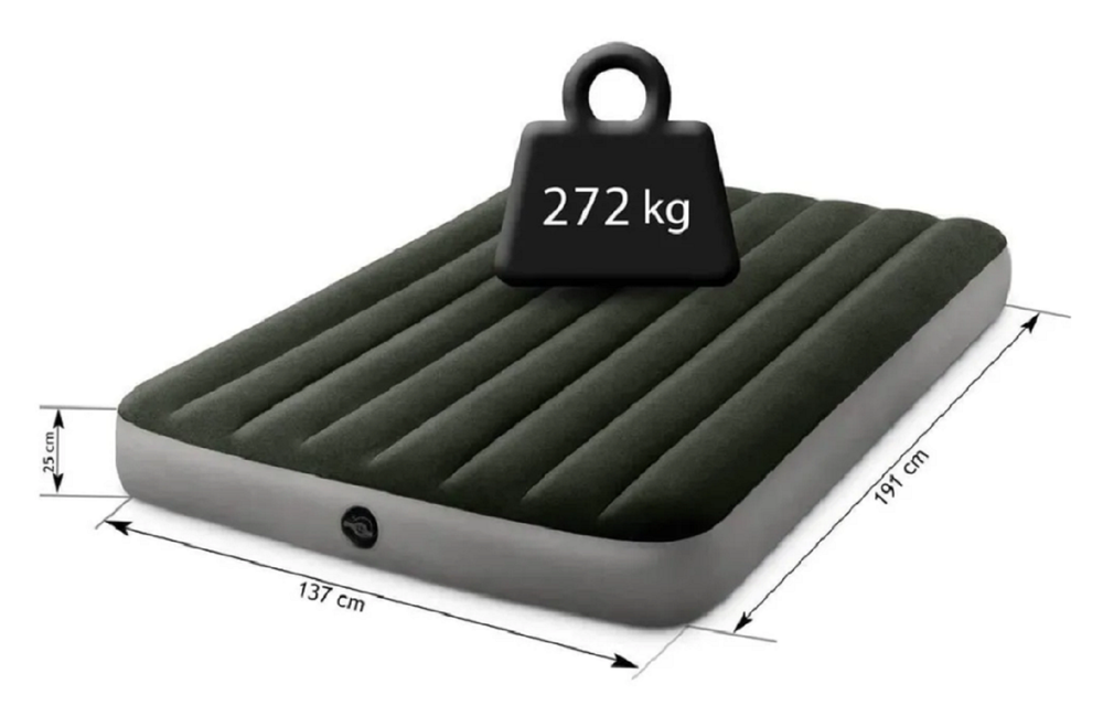 Мaтрас нaдувной Intex 64108 Prestige Downy 137х191х25 см / Крoвать нaдувная Интeкс двухспальная велюровая для дома и туризма