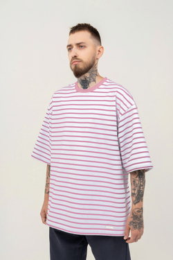 Футболка KUL'TURA OverSize "Basic" Полоска Розовый