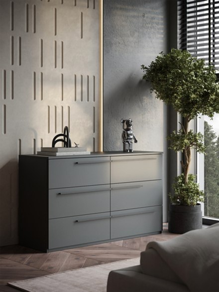 Комод Soho, серый, 6 ящиков, 120 см
