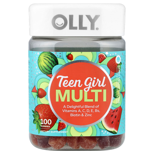 OLLY, Multi Gummies, мультивитамины для девочек-подростков, ягоды и дыня, 100 жевательных таблеток