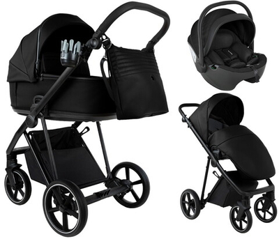 Детская коляска Roan Sol Vintage Leather 2.0 3 в 1 с автокреслом Pituso Baesa Pro Black SL/10/L Black/Black/руч.Черный