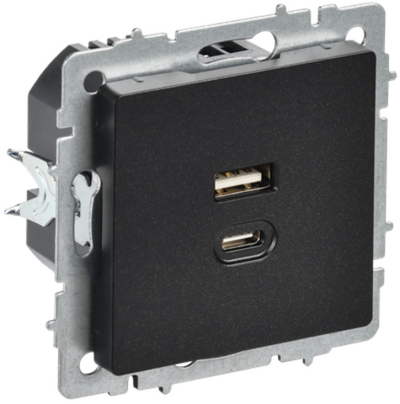 BRITE Розетка USB A+C 45Вт высокоскоростная зарядка РЮ11-2-БрЧ черный IEK