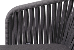 "Бордо" стул плетеный из роупа, каркас алюминий темно-серый (RAL7024) муар, роуп серый 15мм, ткань темно-серая 027