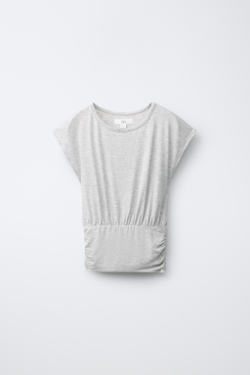 ZARA СТРУЯЩАЯСЯ ФУТБОЛКА С ПОЯСОМ, СЕРЫЙ МЕЛАНЖ