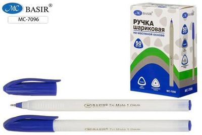 Ручка масл. шарик. 1,0мм. синий, белый перламутровый корпус (Basir)