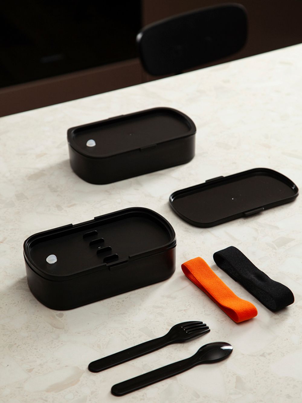 Ланч-бокс с приборами Food Time, 1 л, черный