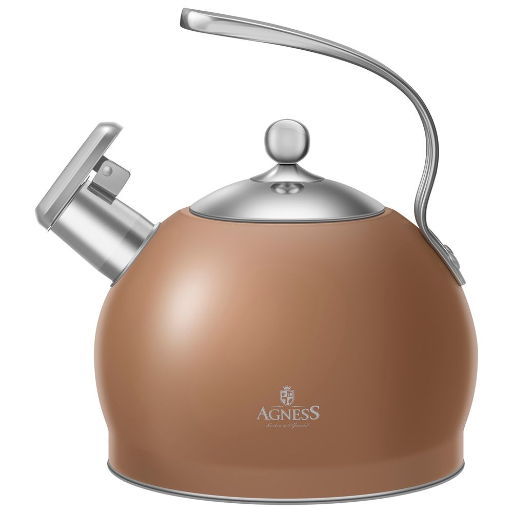 ЧАЙНИК AGNESS СО СВИСТКОМ 3,2Л, ТЕРМОАККУМУЛИРУЮЩЕЕ ДНО, 304 СТАЛЬ, ИНДУКЦИЯ