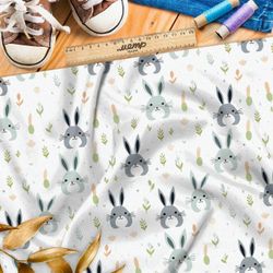 Ткань Ниагара Софт мультяшные зайцы