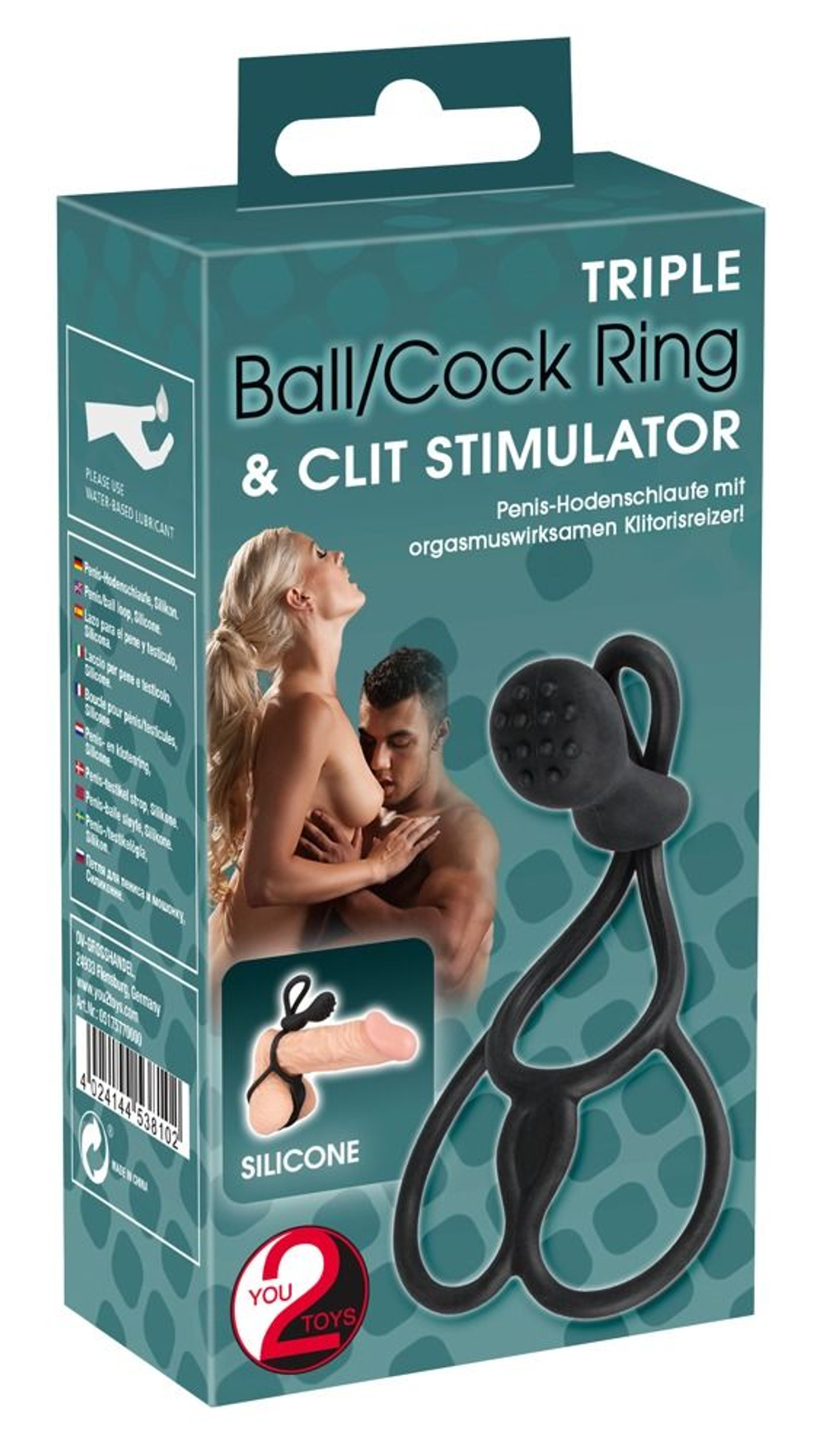 Кoльцо для пениса и мошонки Triple с клиторальным стимулятором (Цвет: черный)