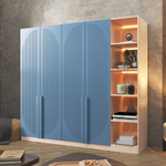 Шкаф Агератум МДФ четырехсекционный с стеллажом Сапфир структурный (0,3) G4018-62A матовая - Дуб молочный 8622  220*50*240