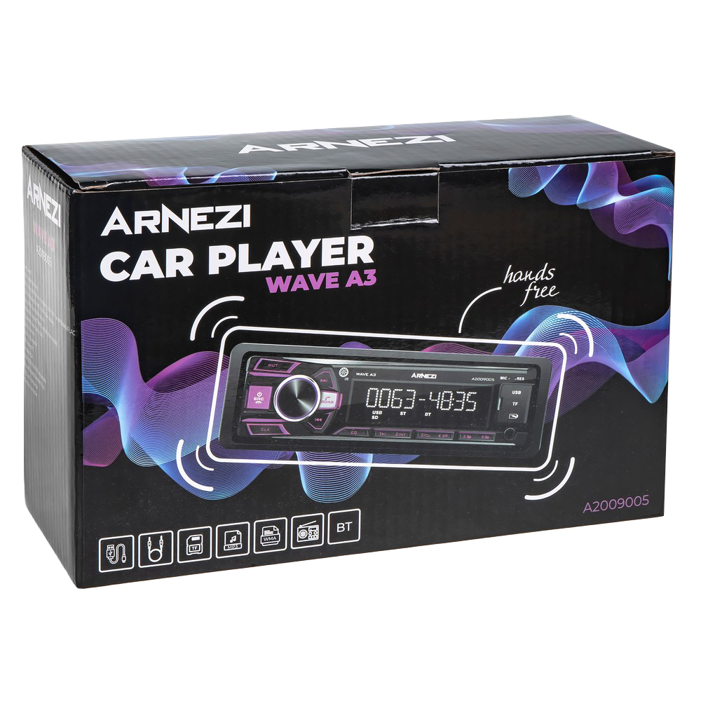 Автомагнитола ARNEZI Wave A3 4х25Вт (Bluetooth, FM, AUX, USB, TF, Remote) / A2009005