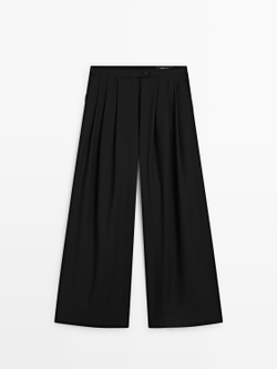 Massimo Dutti Свободные брюки с вытачками, черный