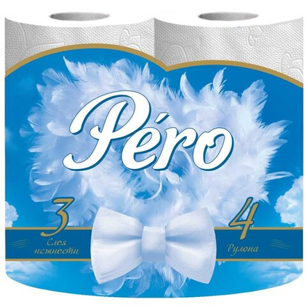 Туалетная бумага PERO WHITE 3сл 4 рулона