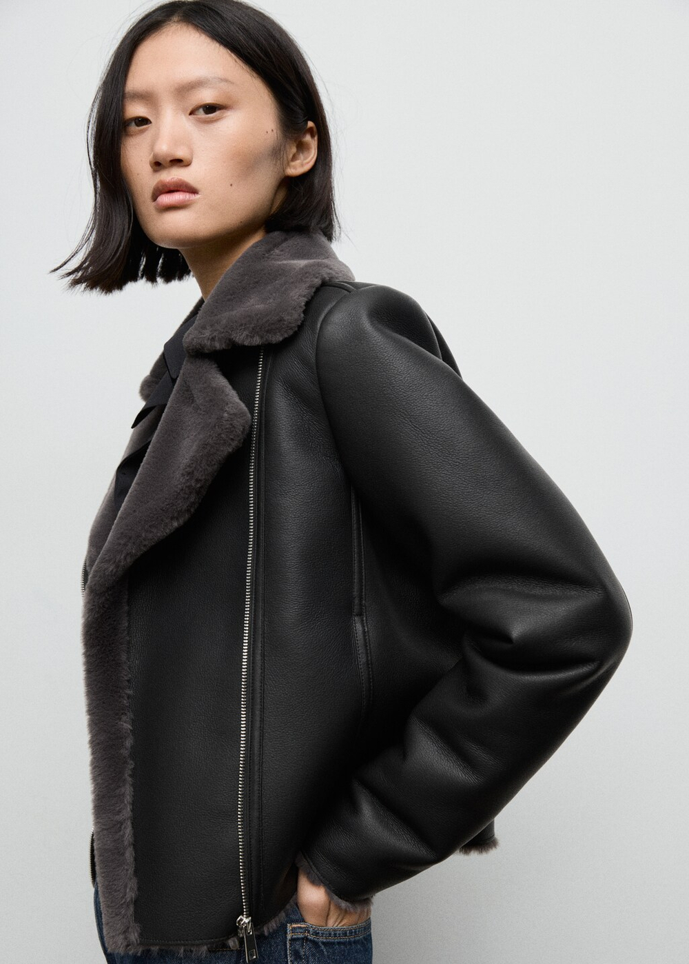 Куртка байкерская с мехом