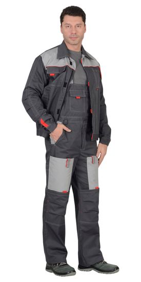 Костюм "Сириус-Фаворит" полукомбинезон (серый/с.серый/красный)