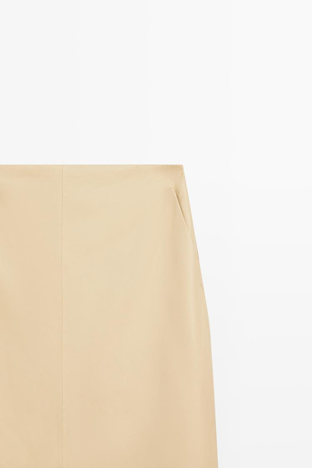 Massimo Dutti Юбка миди из кожи наппа, ванильный