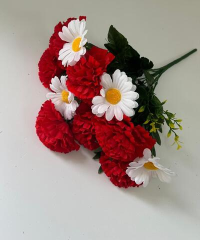 Букет гвоздик с ромашкой