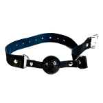 Чёрный пластиковый кляп-шар 4см на кожаных ремешках ToyFa Theatre 708011