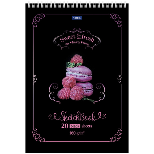 Скетчбук 20л., А4 ArtSpace "Black line. Bird", на гребне, черный блок, 120г/м2