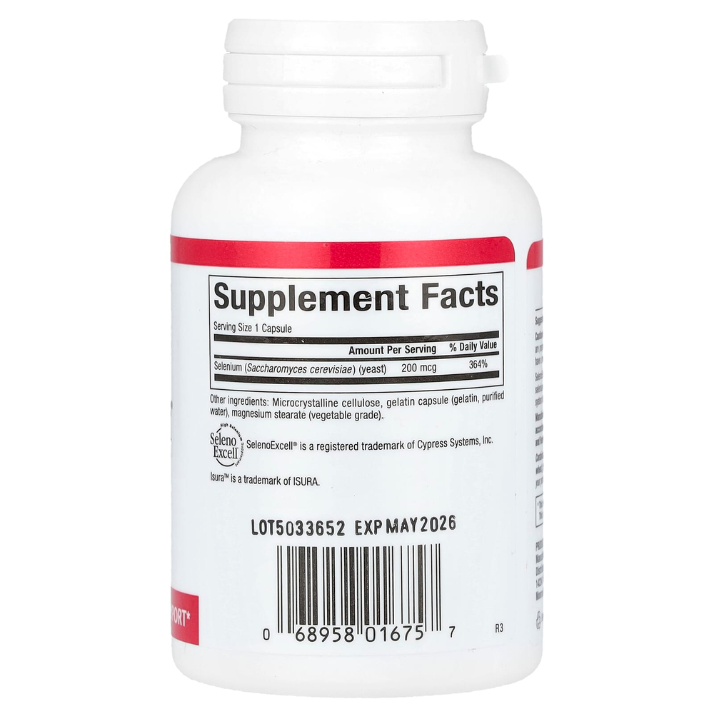 Natural Factors, SelenoExcell, селен, 200 мкг, 90 капсул