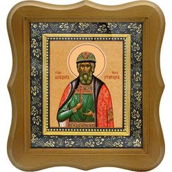 Феодор Стародубский Благоверный князь. Икона на холсте в киоте 10 х 12 см.