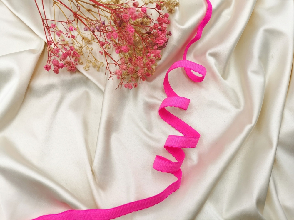 Отделочная резинка с фестонами, 12мм, ОПТ, неоново-розовый (Арт: OTR605/12-3578), 50 метров