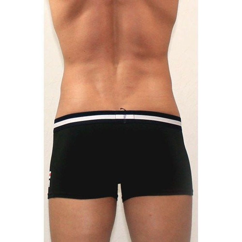 Мужские трусы боксеры черные с синей резинкой Tommy Hilfiger Black