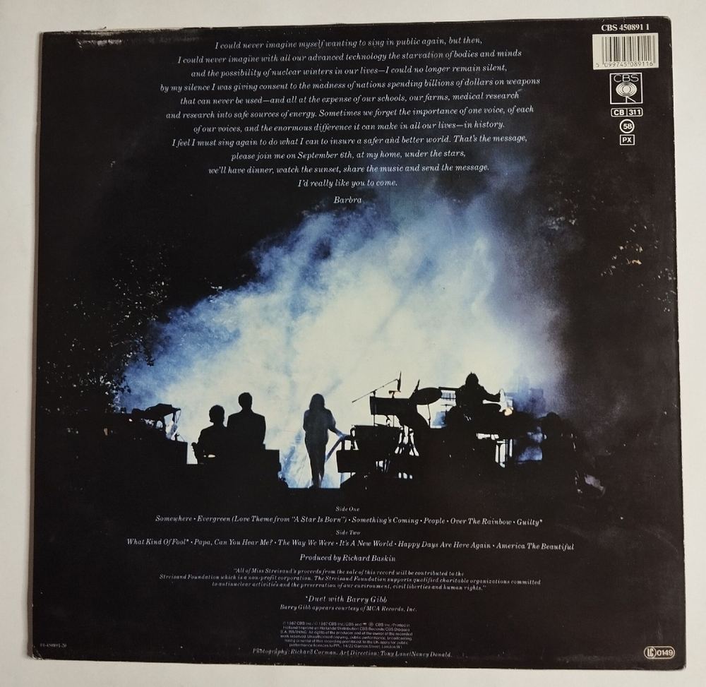 Винтажная виниловая пластинка LP Barbra Streisand One Voice (Holland 1987)