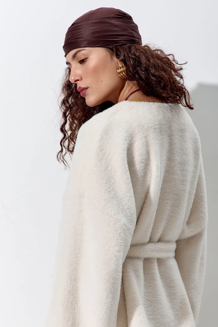 Кардиган из эко-меха “Cloud” кремового цвета