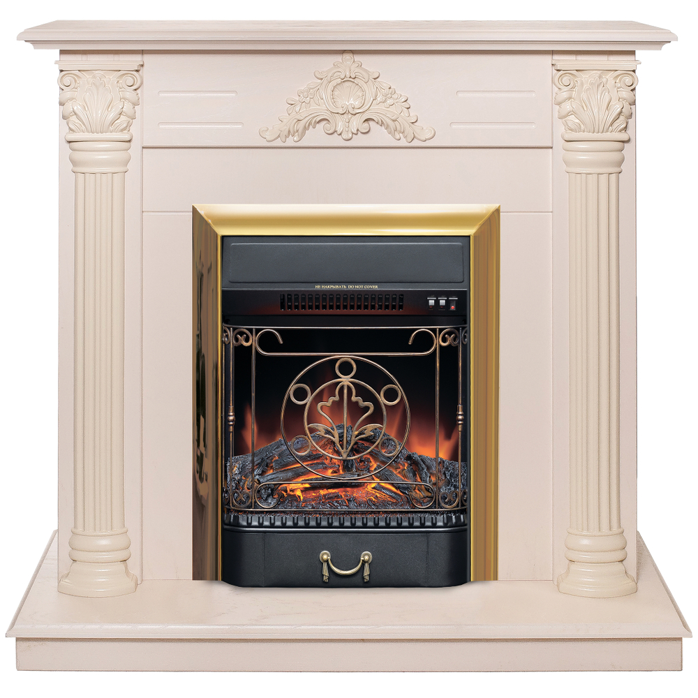 Каминокомплект Real Flame Stefania WT-F612 с очагом Majestic Lux Brass