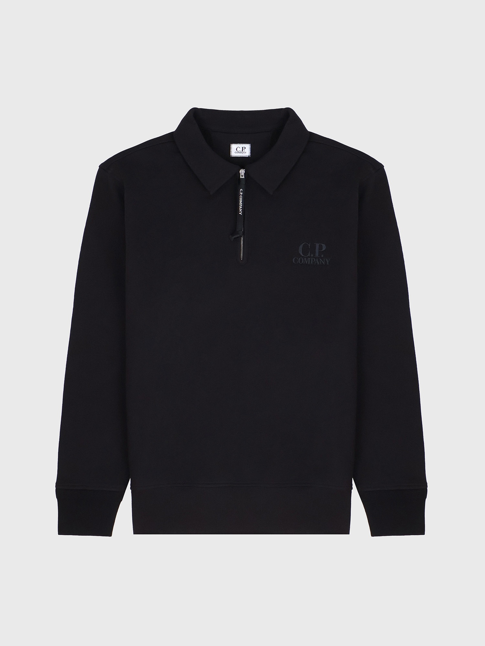 Свитшот на молнии C.P. Company Logo Diagonal Raised Fleece Half Zip Black