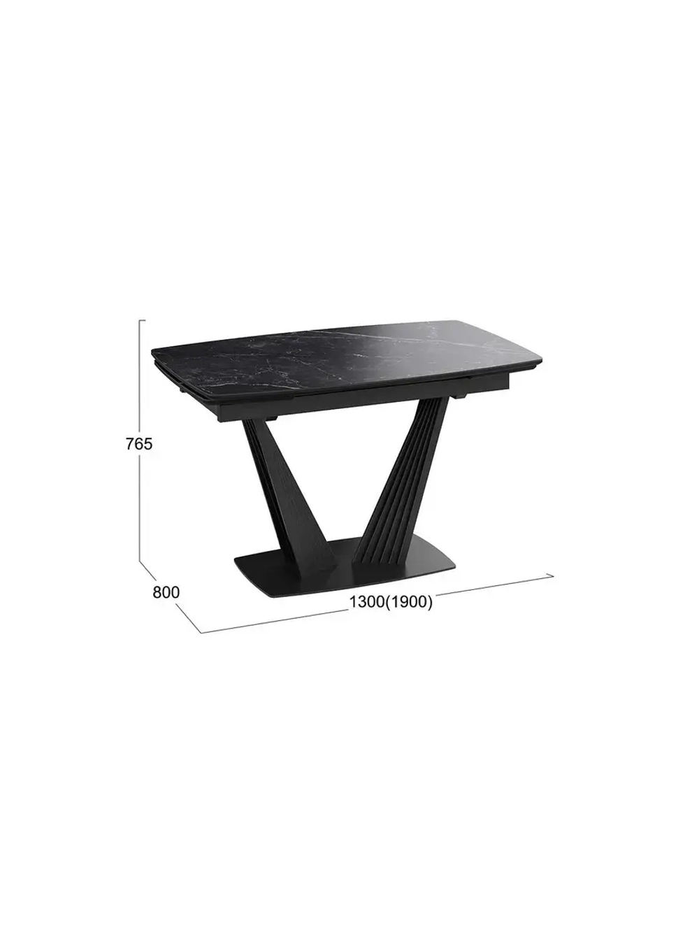 Стол кухонный Черный муар мрамор 130(190)х80х76 см