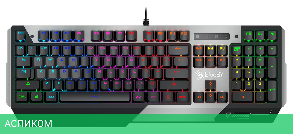 Клавиатура A4Tech Bloody B865R серый/черный