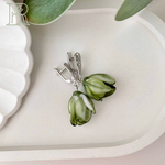 LEFIREL' Серьги серебряные женские "Эльфия" с цветами из муранского стекла / ювелирные украшения из родированного серебра 925