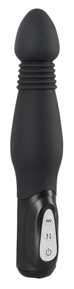 Чёрный анальный вибратор Thrusting Anal Vibe - 23,5 см. (Цвет: черный)