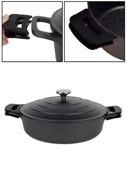 Кастрюля низкая 4 л. Kamille KM 4463 серия DUBLIN из литого алюминия с антипригарным покрытием с крышкой