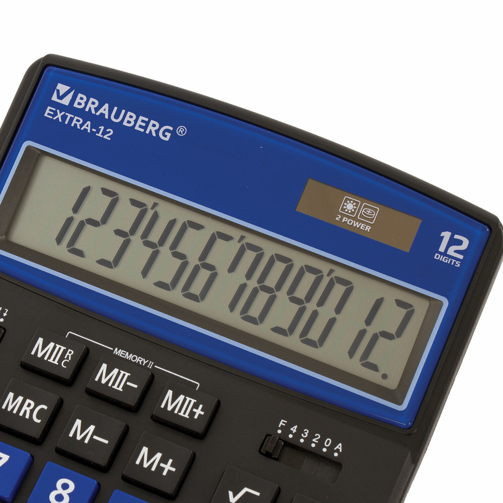 Калькулятор настольный BRAUBERG EXTRA-12-BKBU (206x155 мм) 12 разрядов двойное питание черно-синий