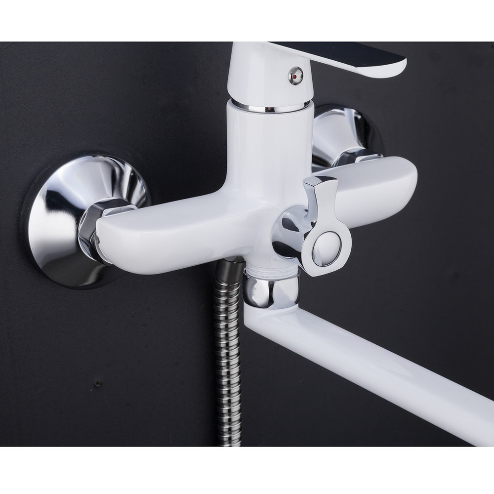 Смеситель для ванны и раковины 35к F2231 FRAP див корп L-нос 35 см Белый+хром