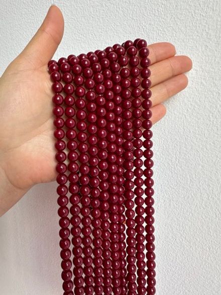 "Жемчуг круглый" 8мм, "Майорка. Имитация" (винный цвет)